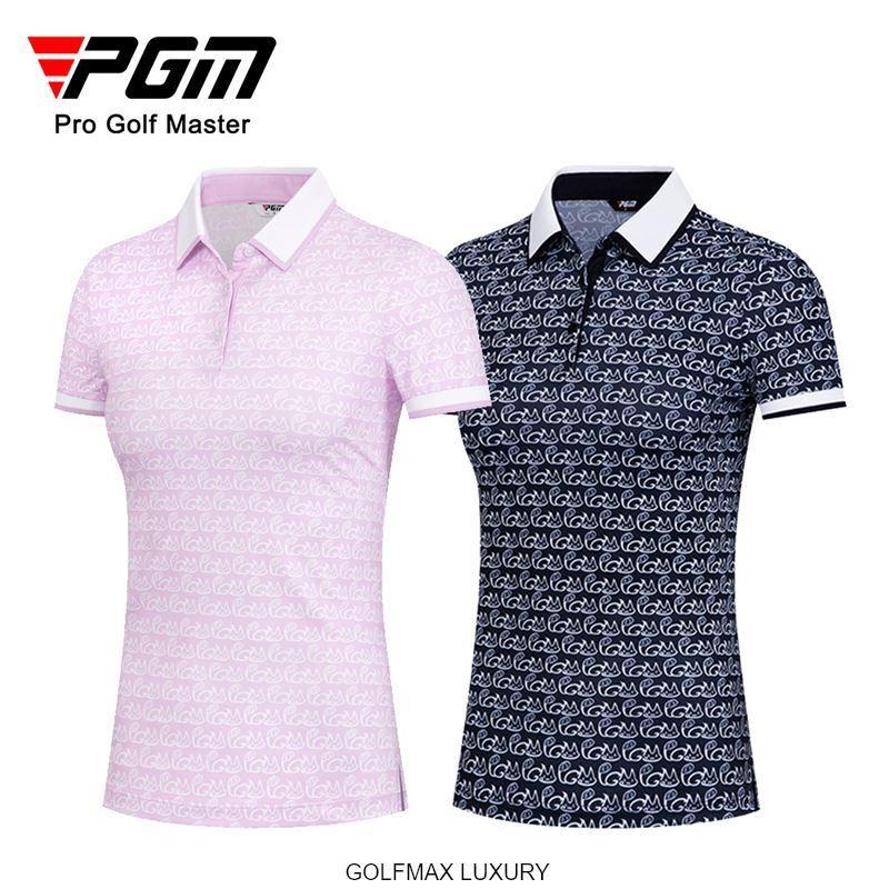 Áo ngắn tay Golf nữ chính hãng PGM - YF469 - Chất liệu sợi Polyester kết hợp vải spandex cao cấp, bền đẹp