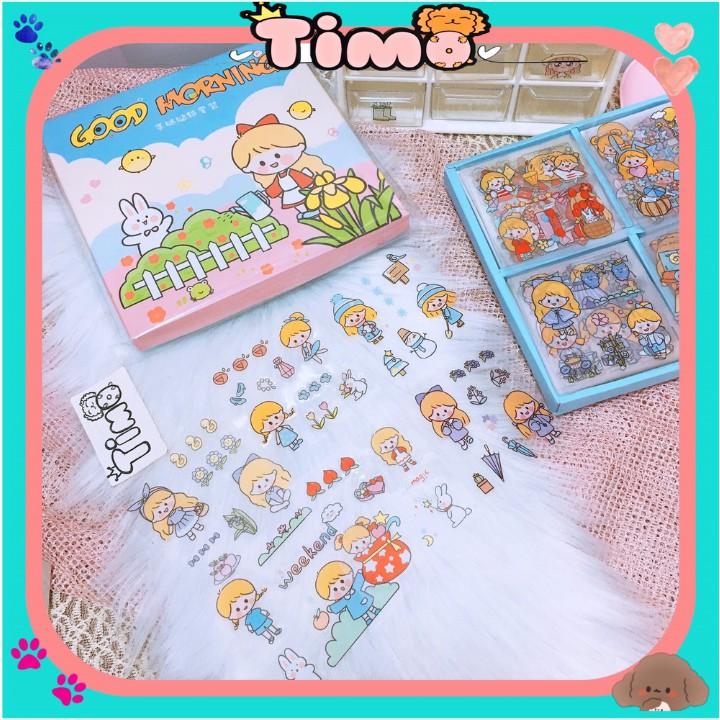 Hình dán sticker cute dán sổ tay decor combo hộp 100 tấm stickers chống nước ST2
