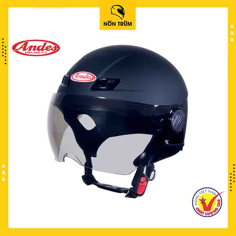 Nón bảo hiểm 1/2 ANDES 109 có kính đi xe máy cho nam và nữ chính hãng