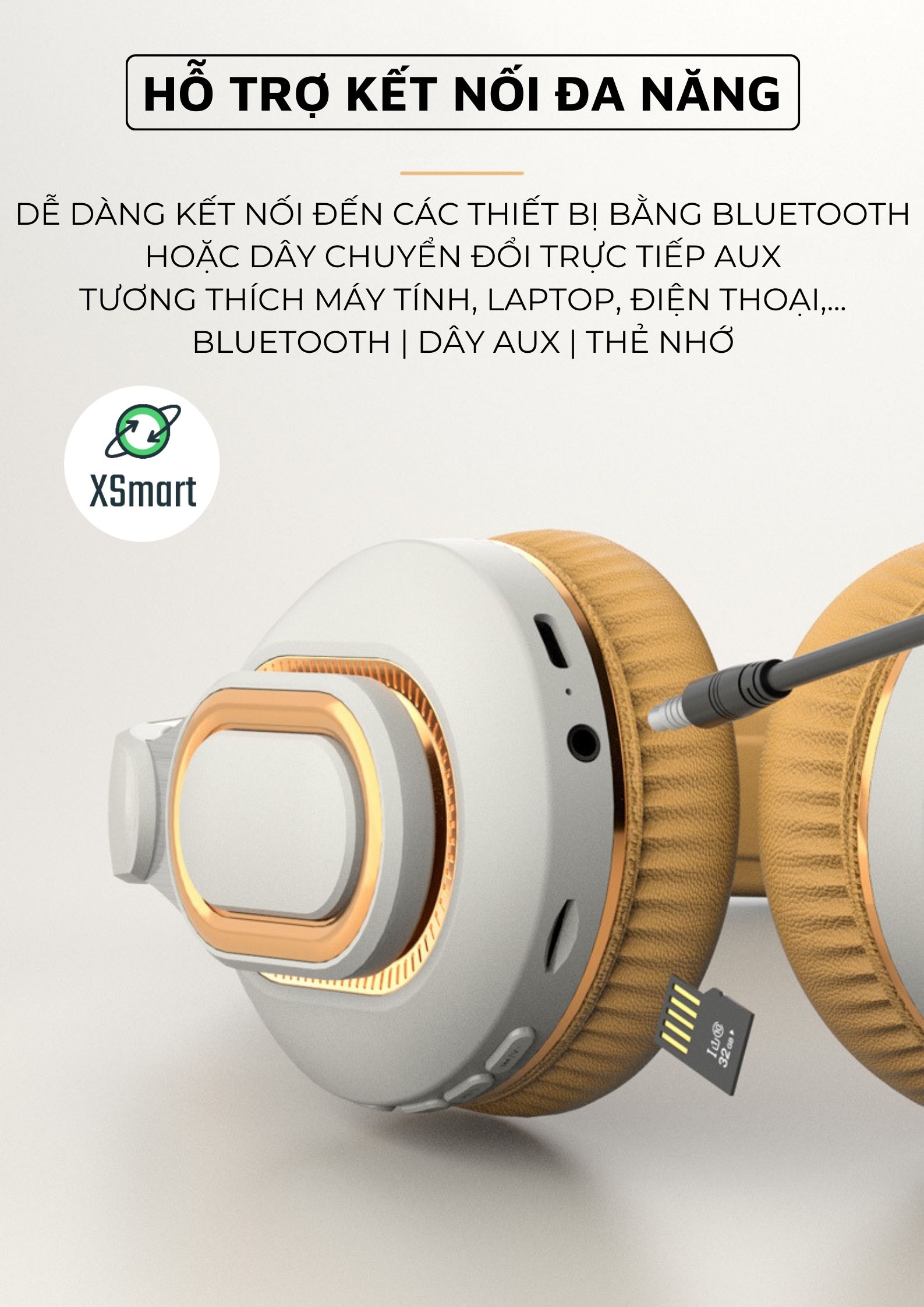 Tai Nghe Chụp Tai Headphone Bluetooth Không Dây Có Mic H7BT NEW 2023 Âm Thanh Vòm 9D Siêu Bass Cực Chất-Hàng Chính Hãng