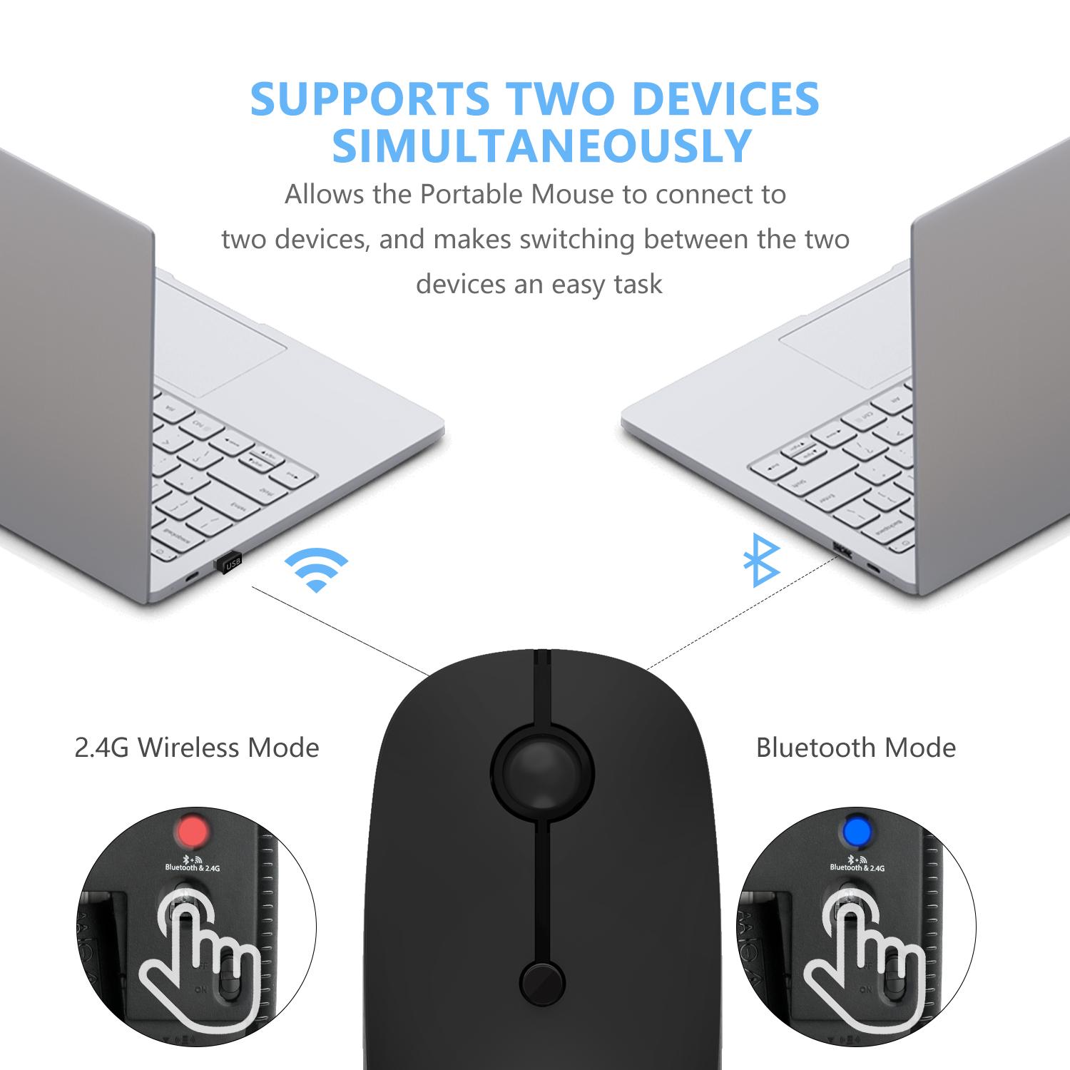 Chuột Không Dây Bluetooth Máy Tính Im Lặng Mause 3 Mức DPI Quang Có Backlit Chuột Siêu Mỏng Chuột Cho Laptop