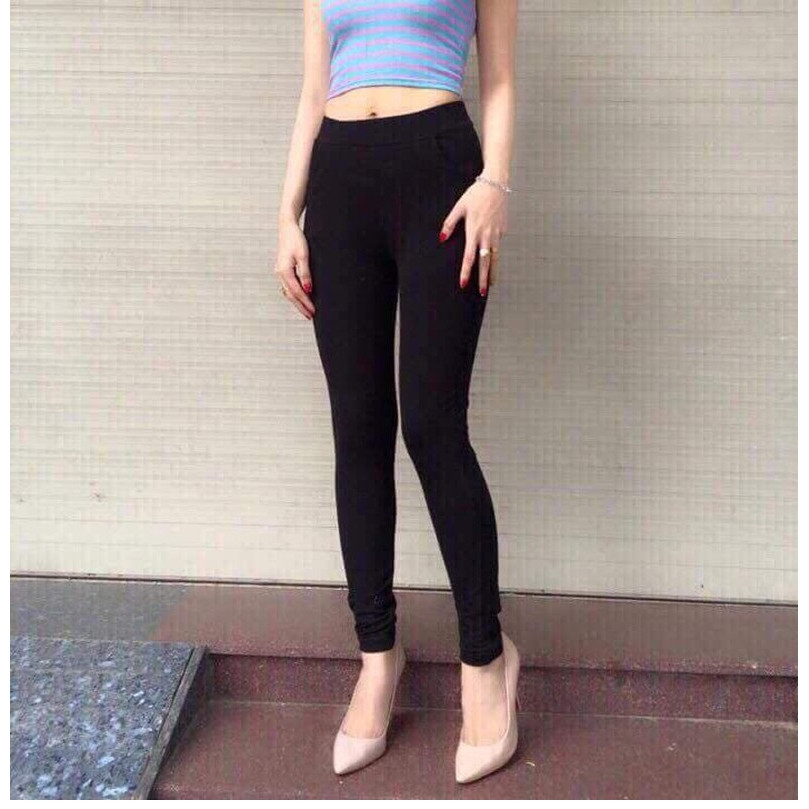 Quần legging DÀI cuộn hồng co giãn