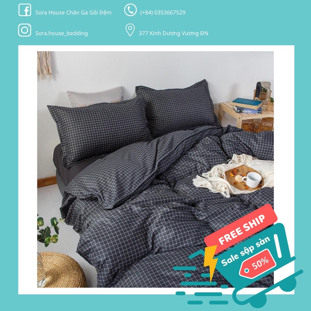 Bộ Chăn Ga Gối Cotton Poly Caro Đủ 4 Màu