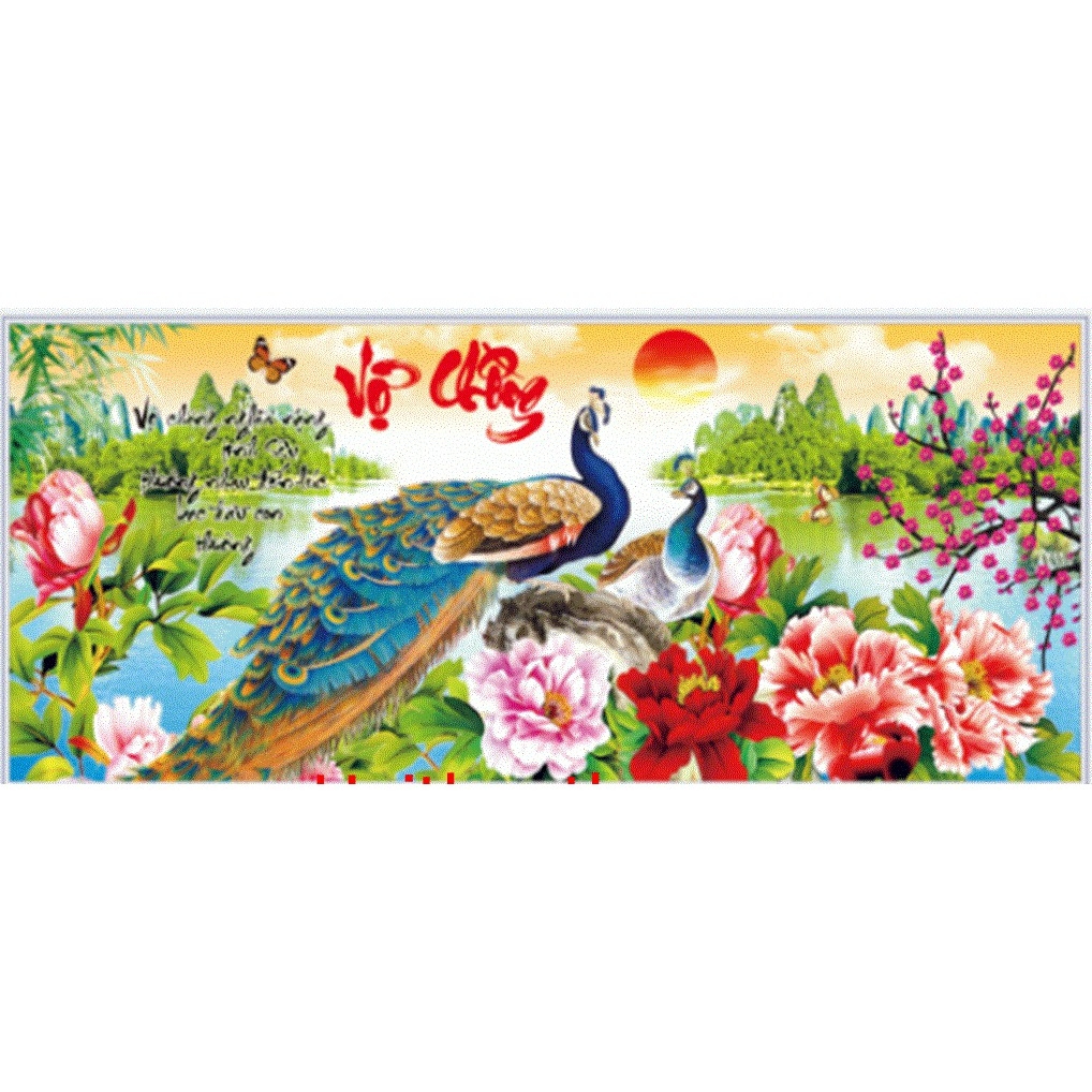 Tranh đính đá Vợ Chồng- Đôi Công  chưa đính đá
