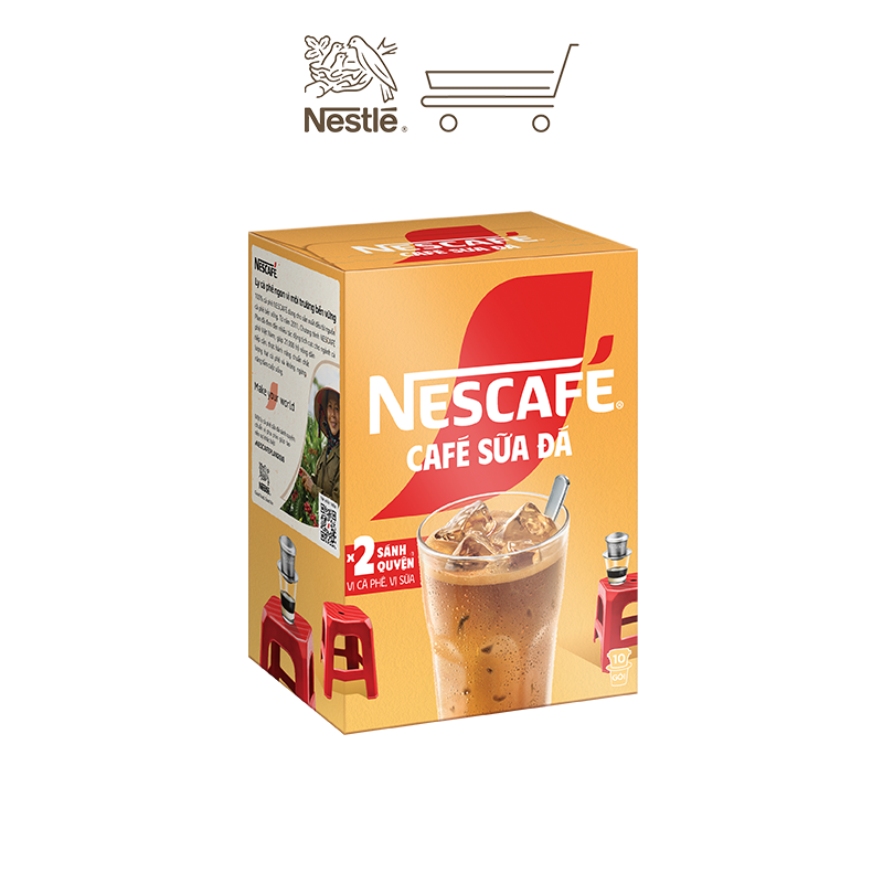 [Tặng Bộ hộp đựng và 2 ly NESCAFE] Combo 2 Hộp Cà Phê Sữa NESCAFE - Hộp 10 gói