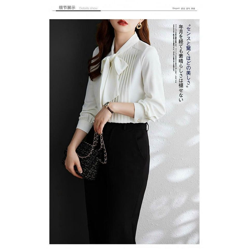 ÁO SƠ MI NỮ DẬP LY PHỐI NƠ CAO CẤP