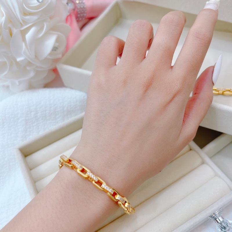 Lắc tay xích vuông gắn xoàn xen kẽ bền màu Kami LVX72