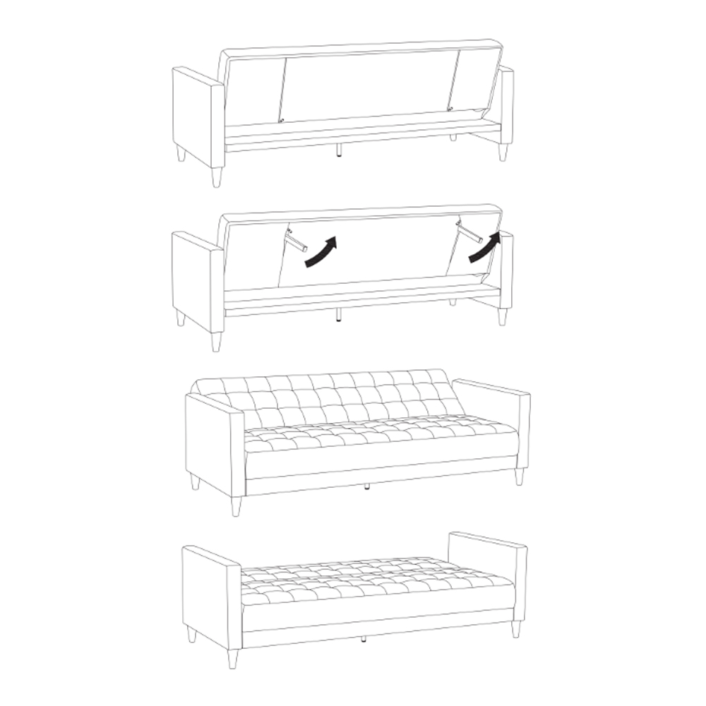 Sofa giường | JYSK Falslev | bọc vải polyester xám/chân gỗ tự nhiên | R209xS85/107xC81cm