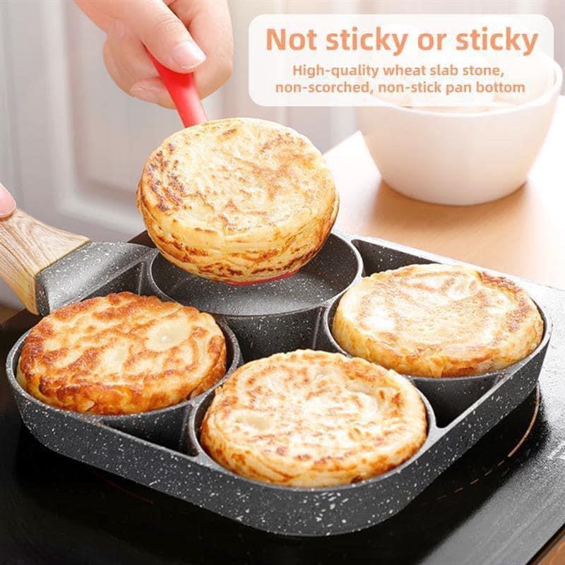 Chảo Đá Chia Ô 4 Ngăn Chiên Dán Đa Năng Chống Dính Tốt, Nấu Được Tất Cả Các Loại Bếp
