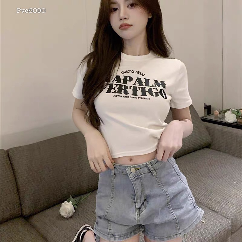 ÁO CROPTOP THUN GIẤY TAY NGẮN SUÔNG RỘNG ĐI TIỆC ĐI CHƠI DẠO PHỐ ĐI BIỂN