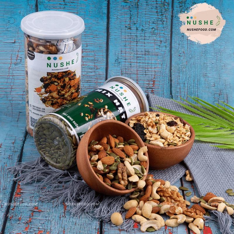 COMBO ĂN SÁNG 500gr/1hộp, NUSHEFOOD, Combo Gồm Granola 50% Yến Mạch và Mix Hạt, Ăn Kiêng Lành Mạnh, Giảm Cân Hiệu Quả