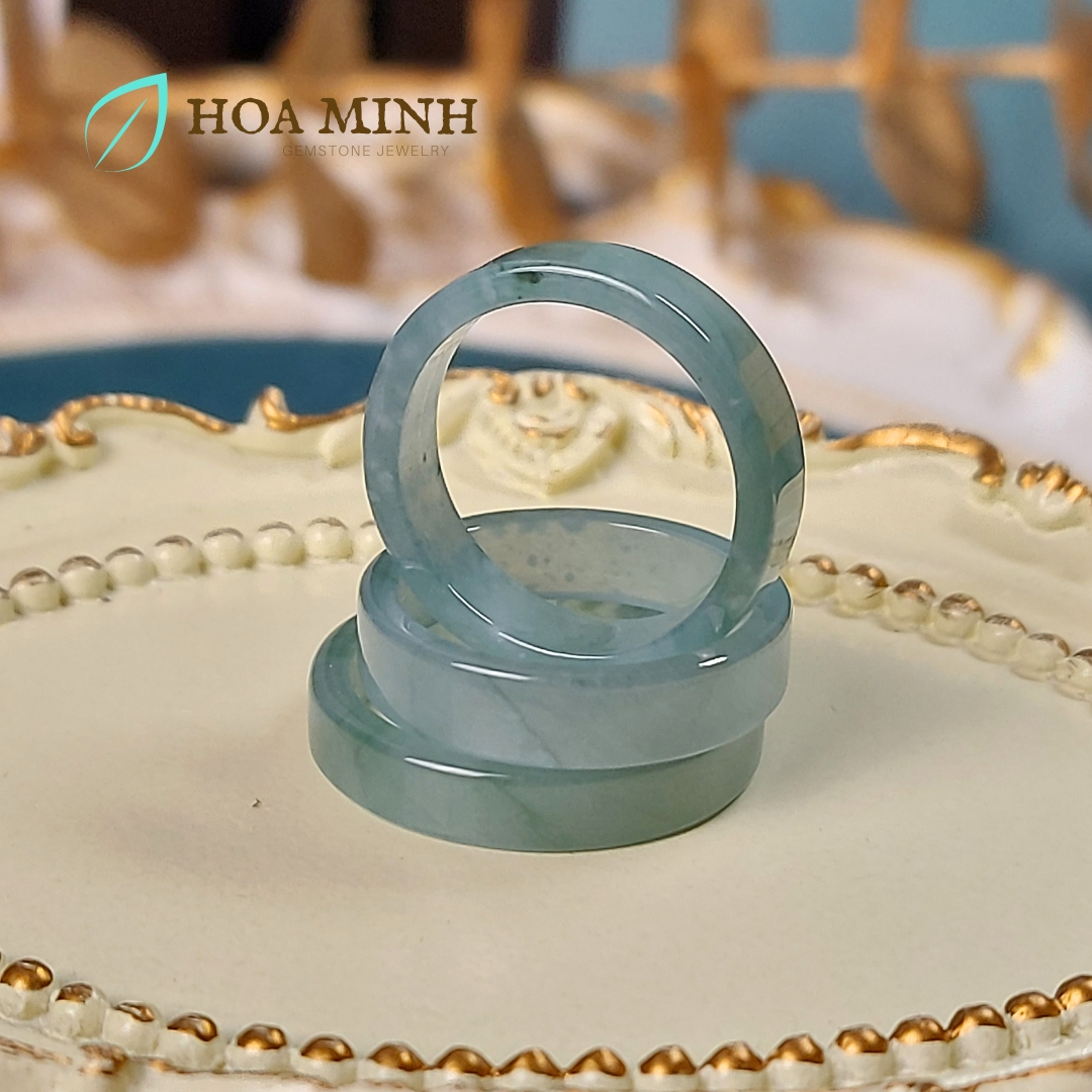 Nhẫn đá cẩm thạch lam ngọc dày 4-5 li không kén mệnh