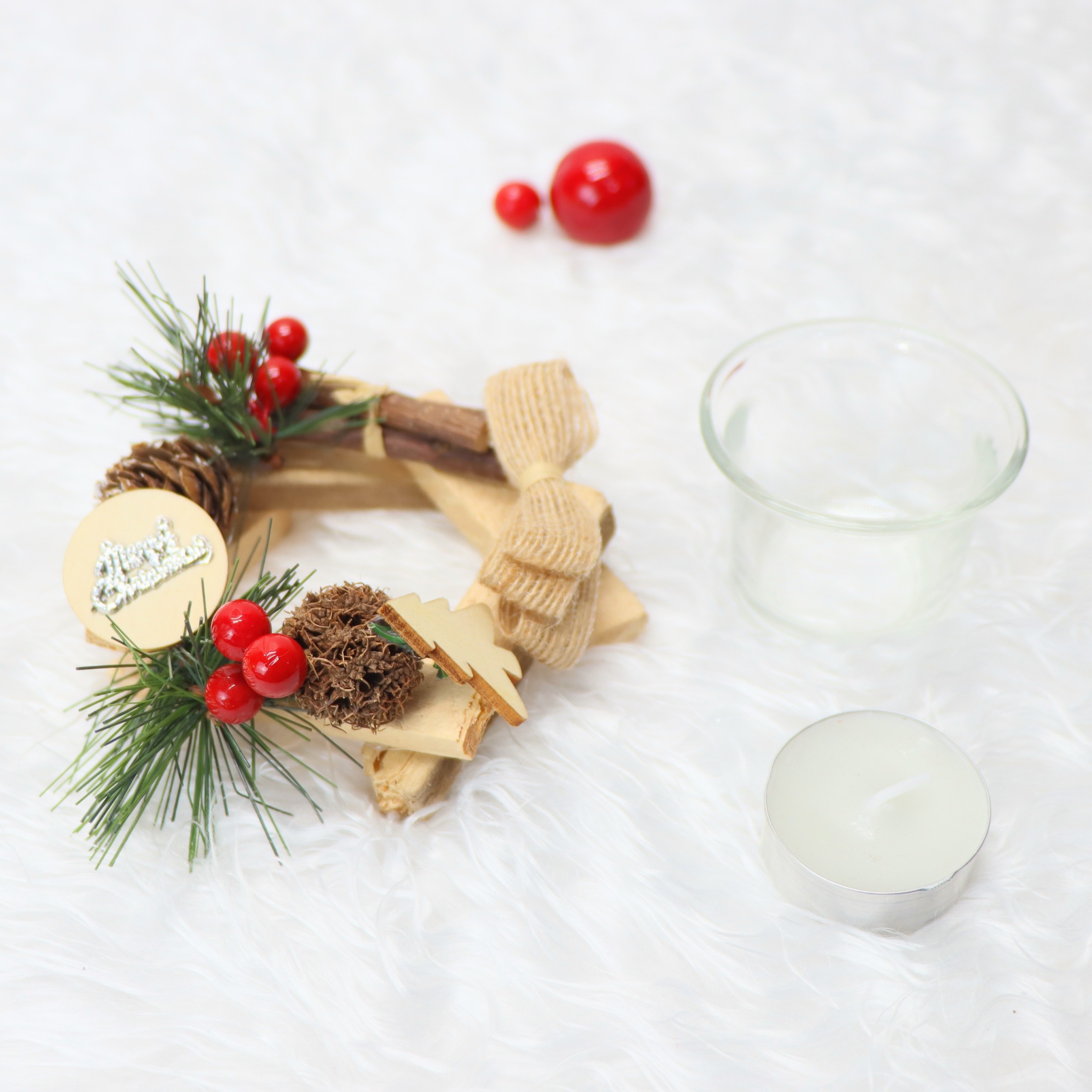 Nến Giáng Sinh NEN02 Để Bàn Trang Trí Noel – Mẫu GỖ VINTAGE