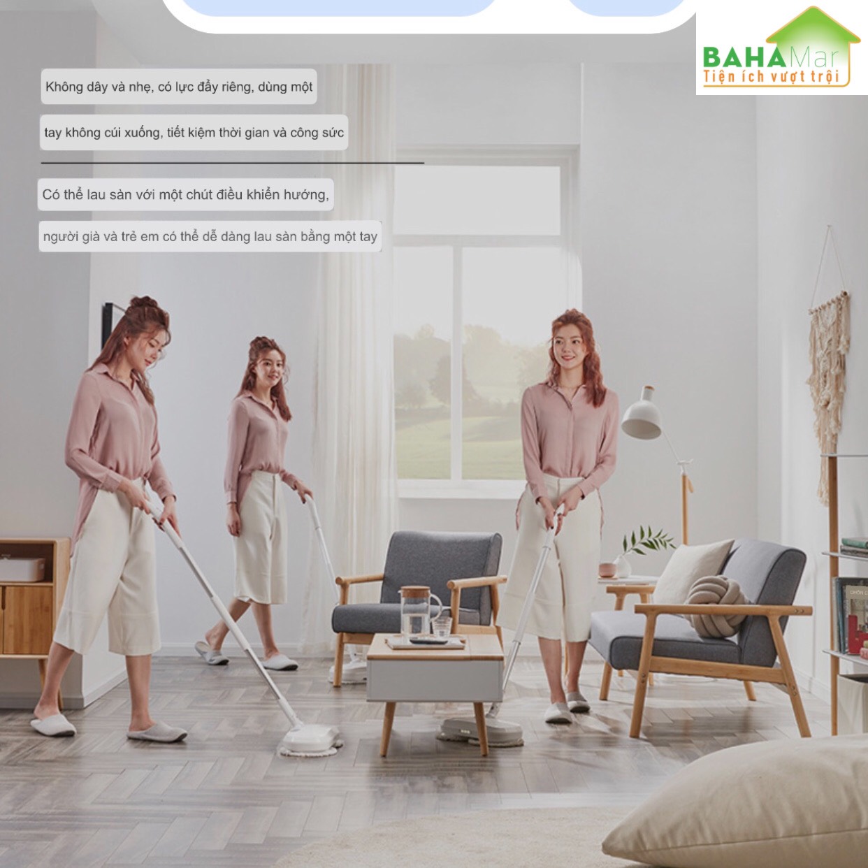 MÁY LAU NHÀ, QUÉT SÀN TỰ ĐỘNG PHUN NƯỚC CẦM TAY CHẠY ĐIỆN KHÔNG DÂY TOMONI "BAHAMAR" có thể phun nước tự động lau sàn và quét sàn