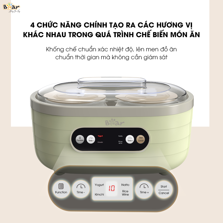 Máy Làm Sữa Chua Bear 1,7L Đa Chức Năng Lên Men Tự Động Tiết Kiệm Thời Gian Đảm Bảo An Toàn Vệ Sinh Thực Phẩm SB-SC10C HÀNG CHÍNH HÃNG