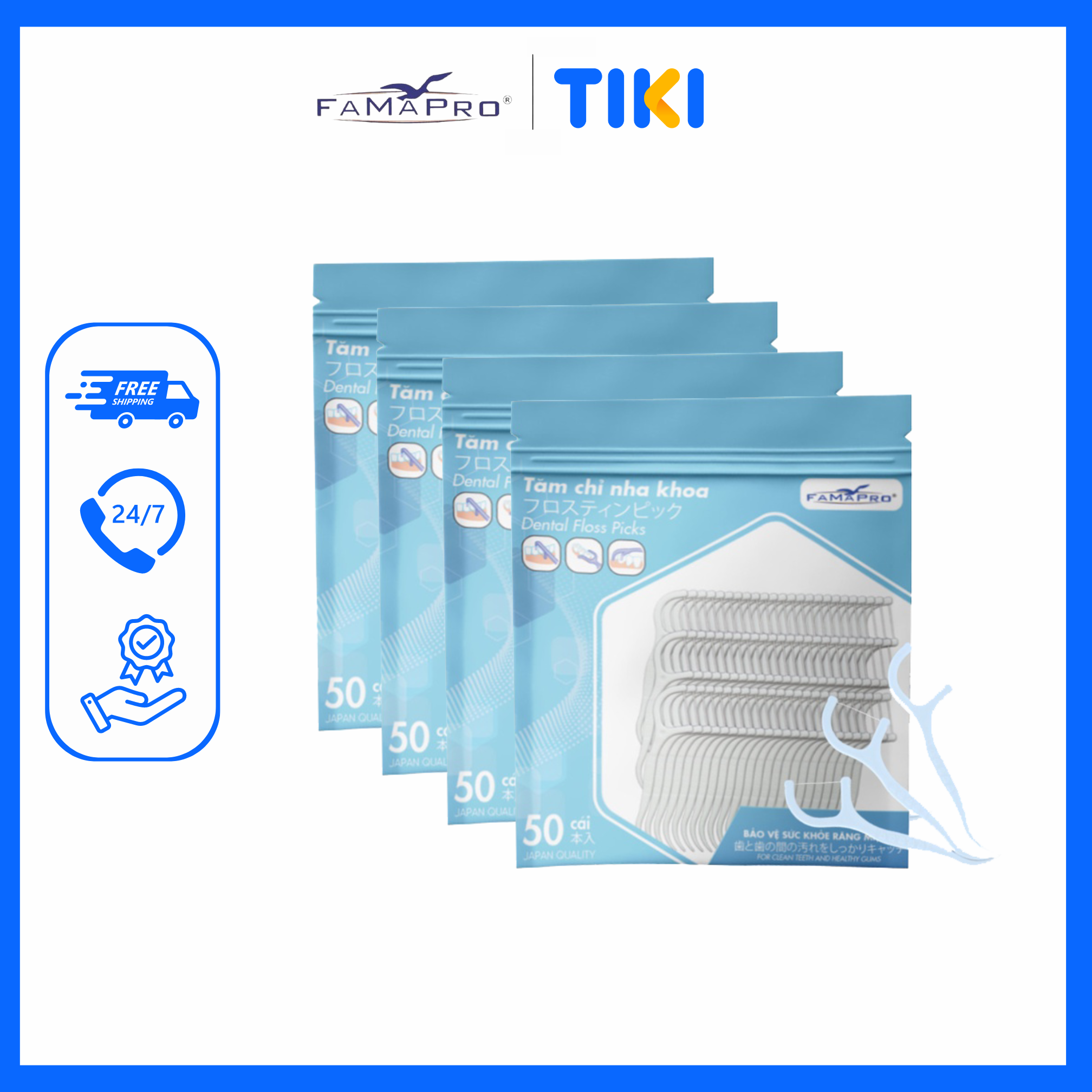 [Hàng Chính Hãng] Tăm Chỉ nha khoa Famapro Cao Cấp, Tăm Chỉ túi tiện dụng, sử dụng một lần