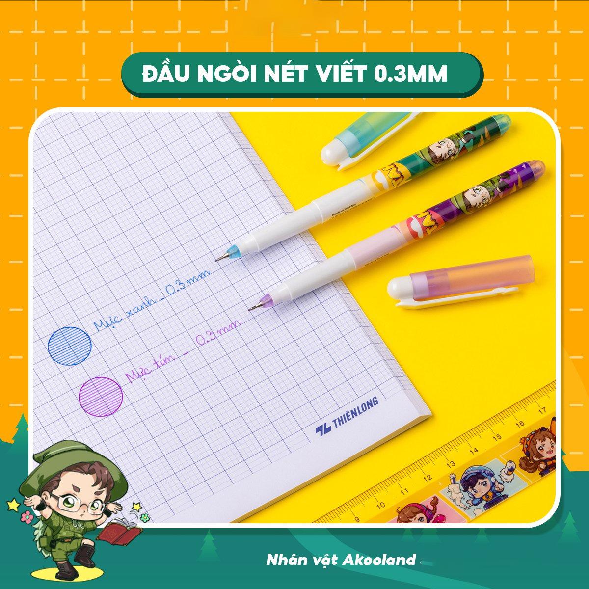 Bút Lông Kim 0.3 mm - Nhân Vật Akooland Tahi - Thiên Long FL-04/AK - Mực Xanh