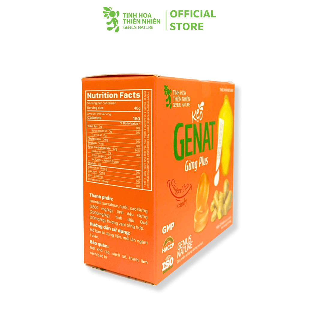 Kẹo Genat Gừng Plus - Isomalt sugar (Hộp 20 viên)