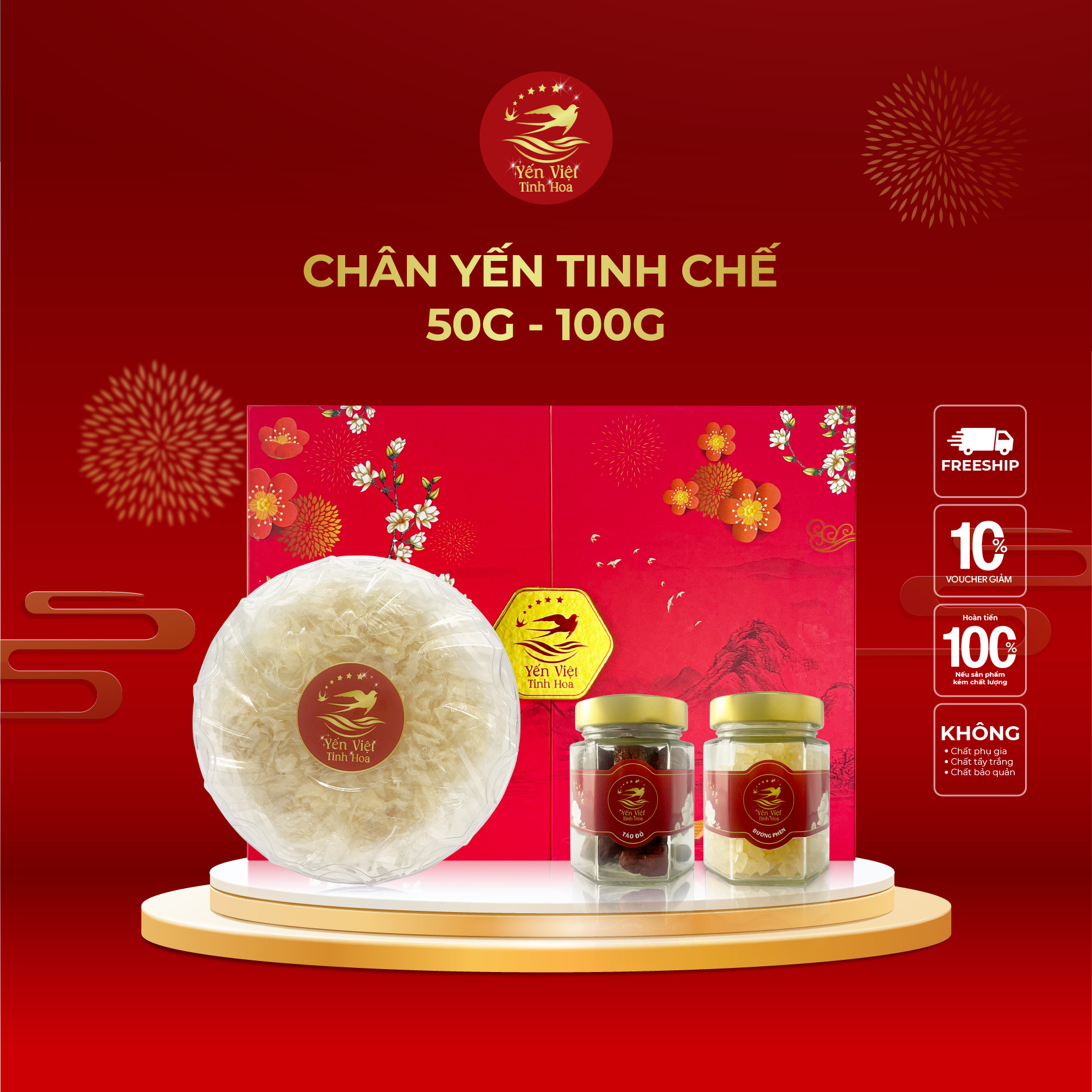 Chân yến Tinh chế thượng hạng 100 gram Yến Việt Tinh Hoa  - Hàng chính hãng