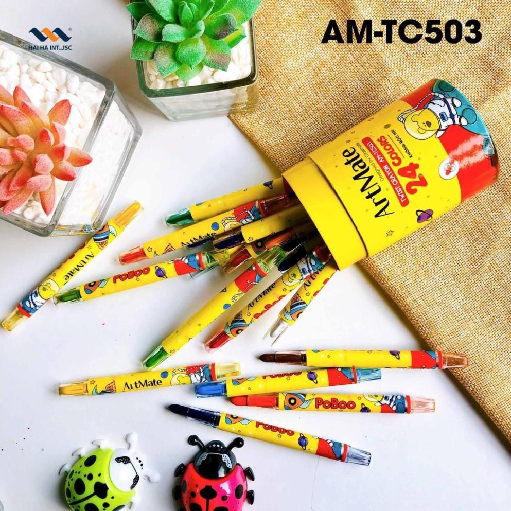 Bút sáp vặn ống 12/24 màu AM-TC501/503