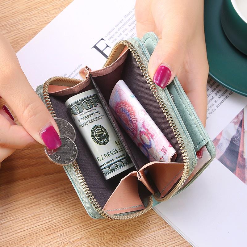 Ví nữ ngắn mini cầm tay bỏ túi nhỏ gọn đựng tiền nhiều ngăn giá rẻ thời trang Hàn Quốc dễ thương LUKADO VN27