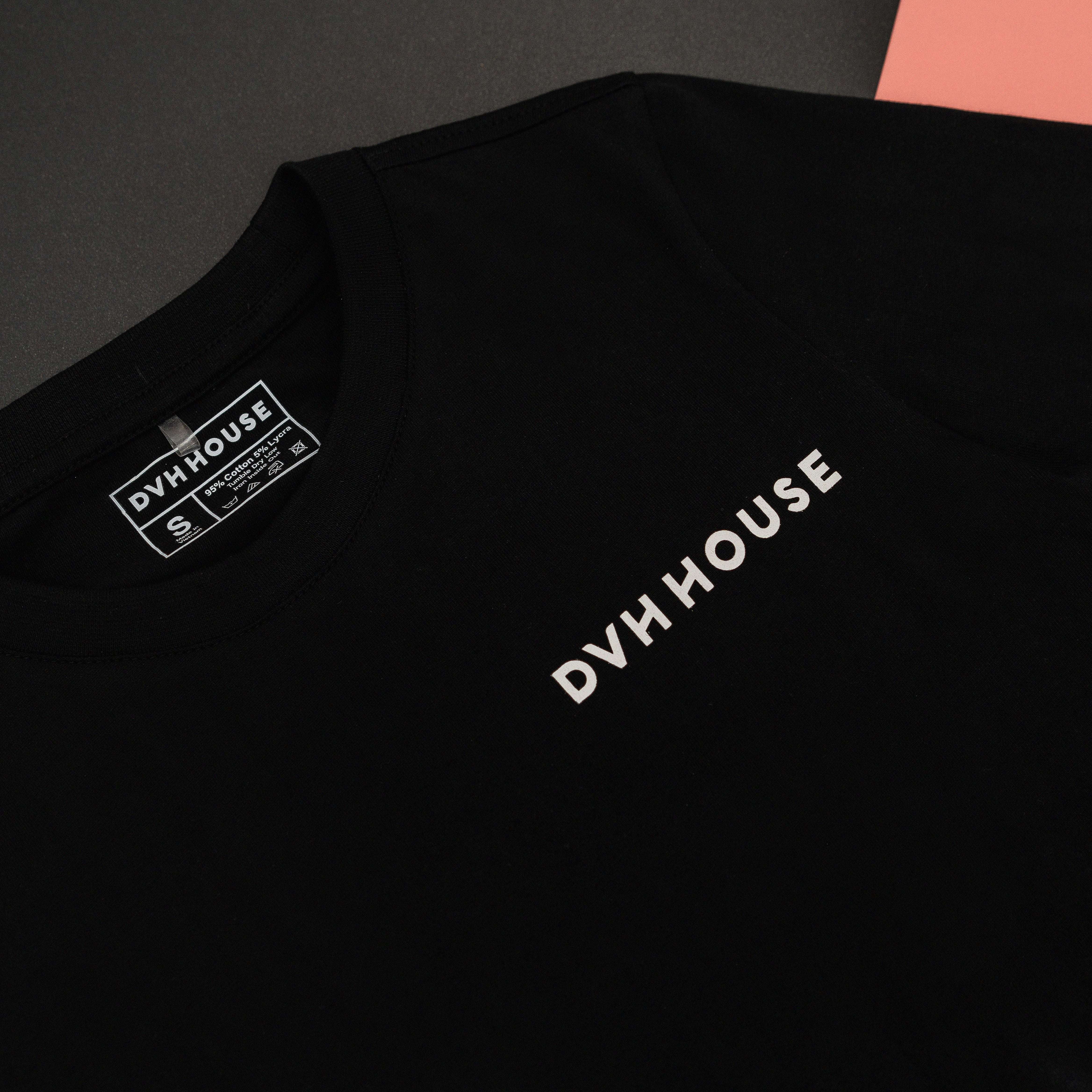 Áo thun unisex dài tay DVH KIDS - T SHIRT đen hồng by DVH House