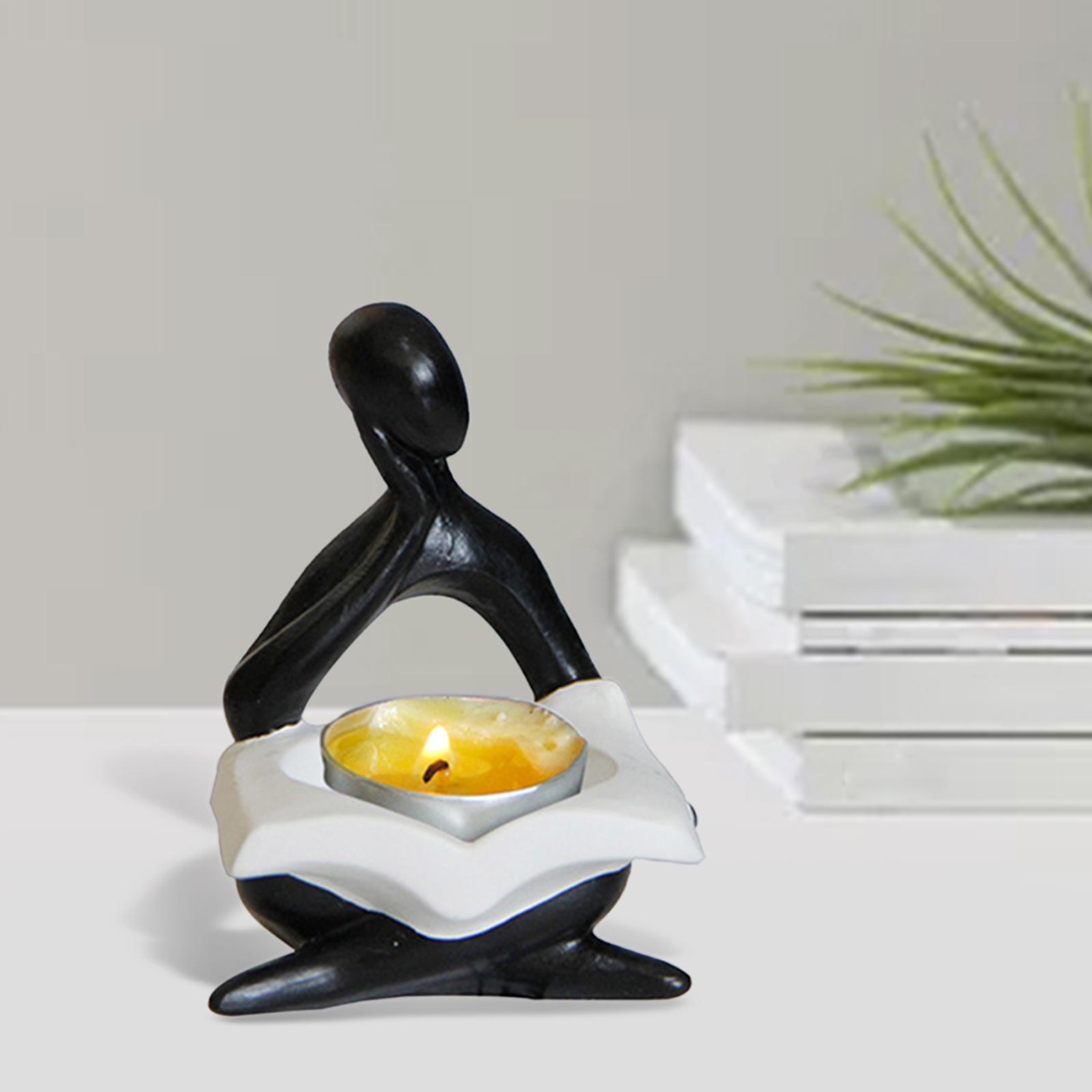 Nordic Candle Holder Thinker Statue Resin Figurine Home Party Decoration