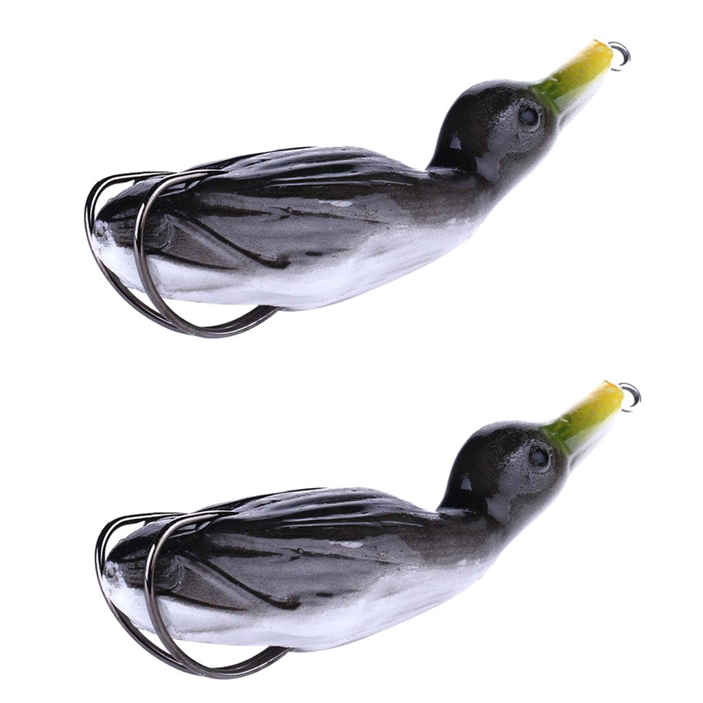 2pcs Floating Duck Lure 10.5cm Bass Bait Fishing Tackle Black