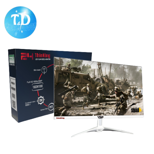 Màn hình Phẳng Tràn viền Gaming 24inch VSP V2408S [TRẮNG] (23.8&quot; VA FHD 75Hz, HDMI+VGA)  - Hàng chính hãng TECH VISION phân phối