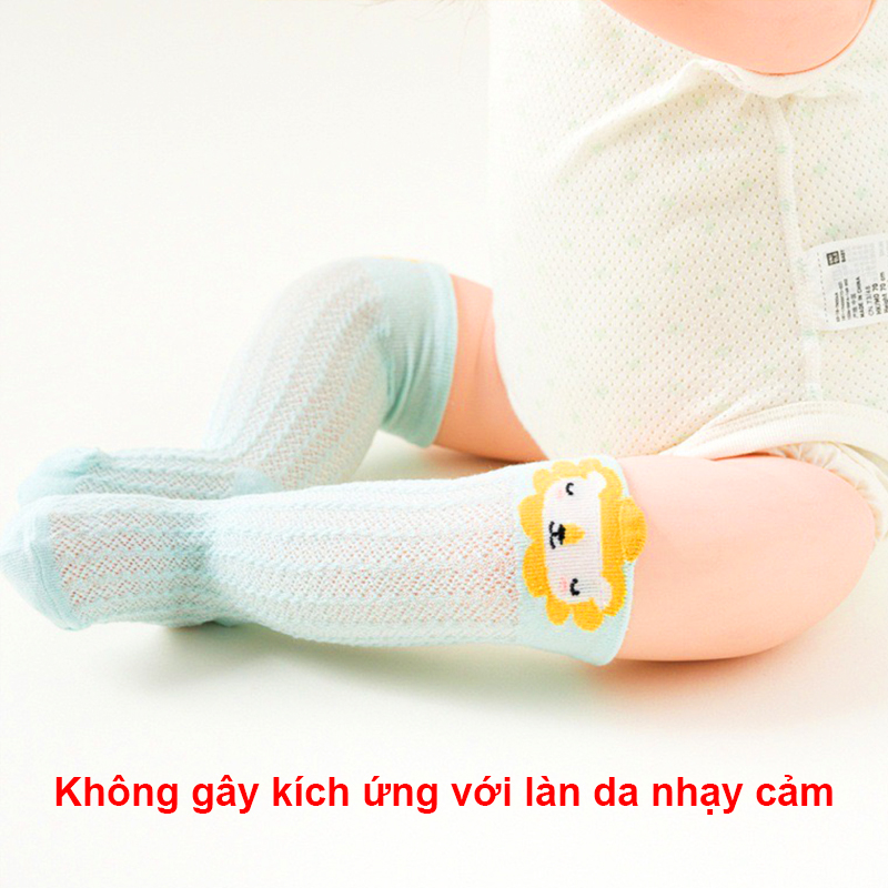 Vớ tất lưới cổ cao cho bé 0-3 tuổi chất cotton chống muỗi chống trơn trượt hình thú đủ màu sắc bắt mắt – T019