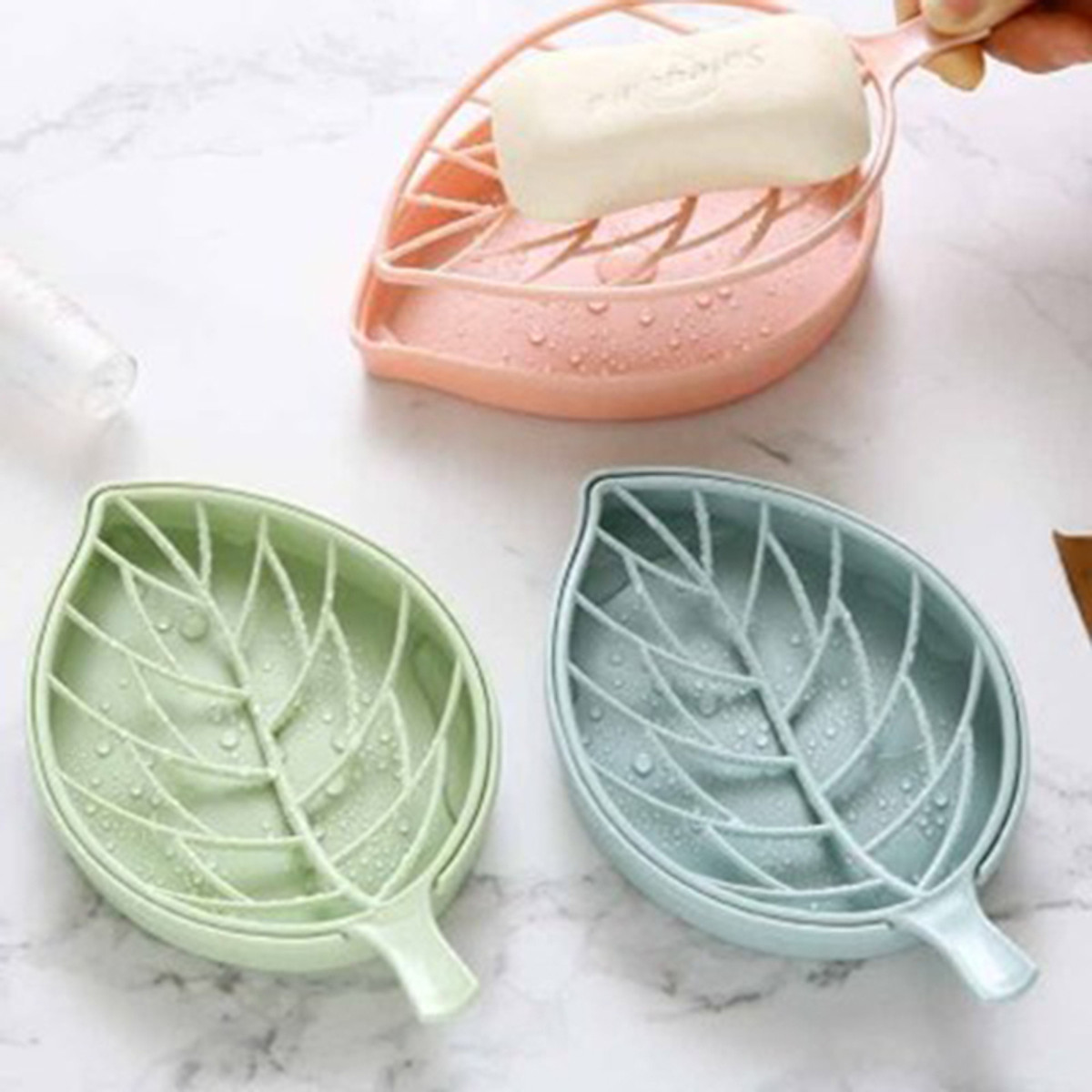 Khay Đựng Xà Bông Hình Chiếc Lá Siêu Dễ Thương Tông Màu Pastel