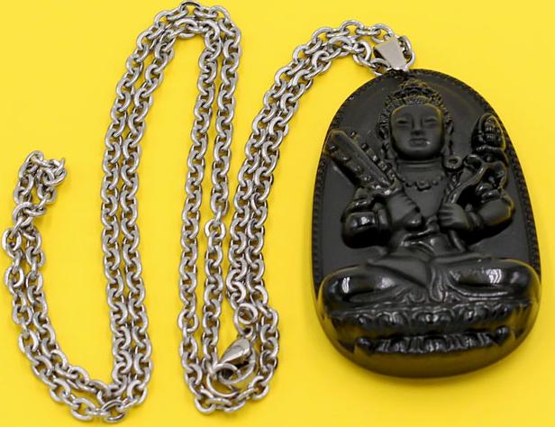Vòng cổ Hư Không Tạng 5 cm thạch anh đen DITTEN6 - Phật bản mệnh cho người tuổi Sửu, Dần