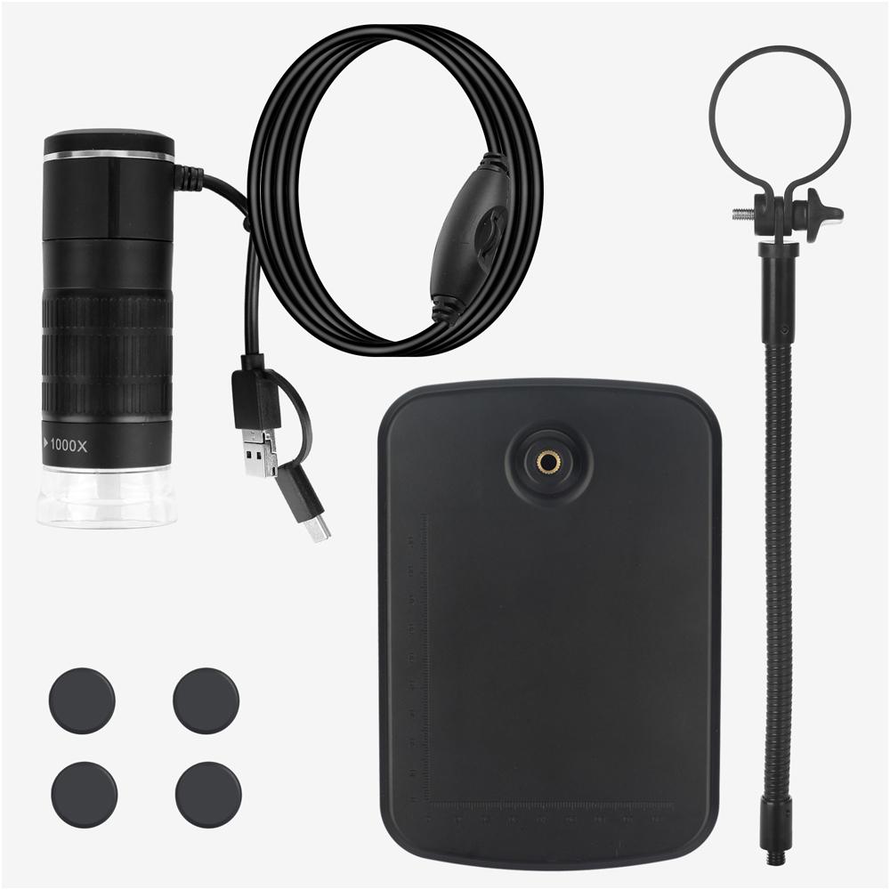 3-in-1 Wired Digital Microscope Portable 1080P Handheld with 50X-1000X Magnification Type-C+Micro USB+USB Port