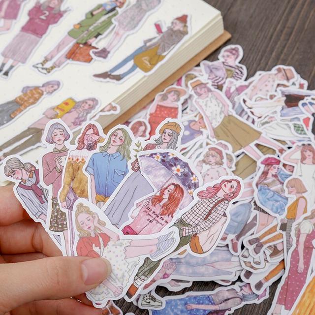 Set 100 stickers cô gái thanh xuân loại lớn