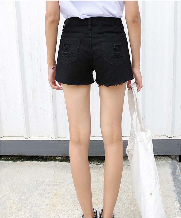 Quần short jeans phối lưới hoa hồng Mã: QN812 - ĐEN