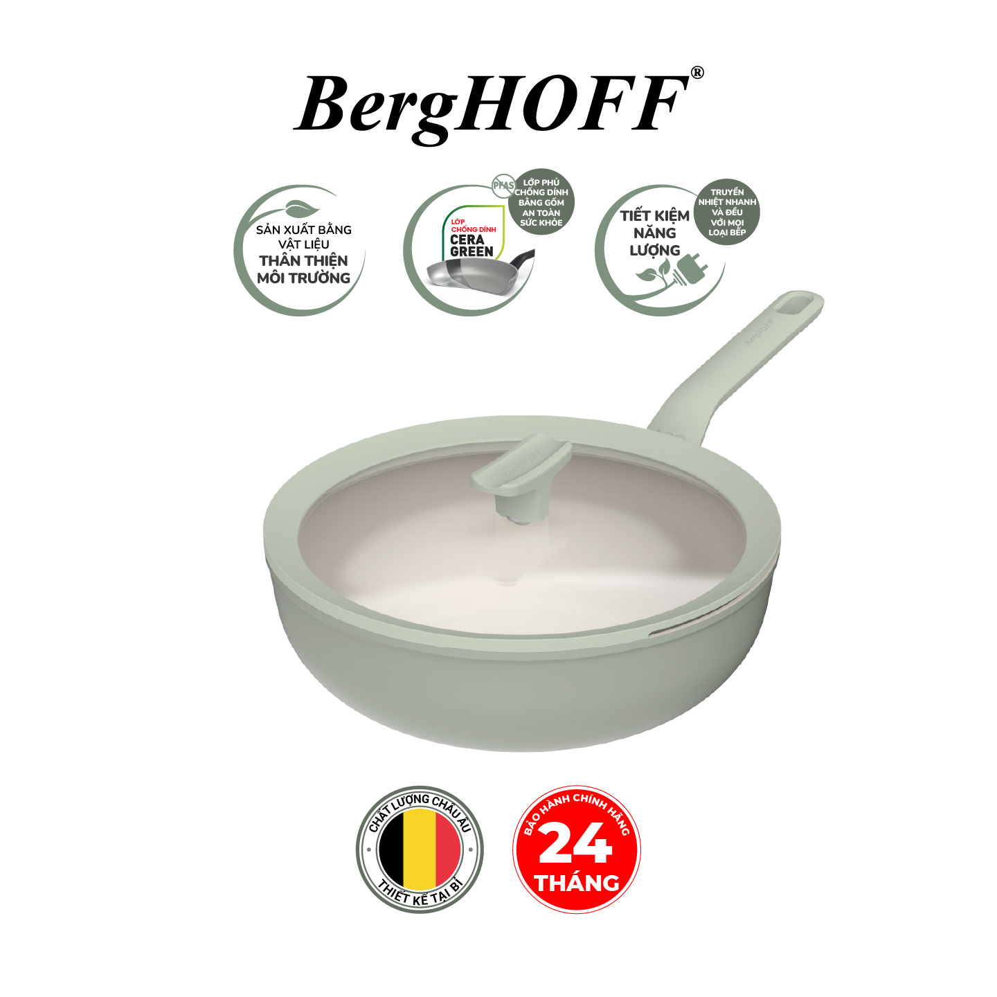 Chảo Berghoff Balance 28cm nắp kính - Hàng chính hãng, bảo hành 24 tháng