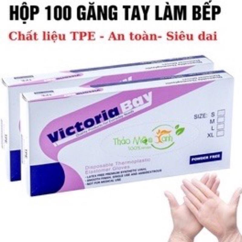 Hộp 100 Găng Tay Siêu Dai Làm Bếp, nấu ăn sạch sẽ VictoriaBay