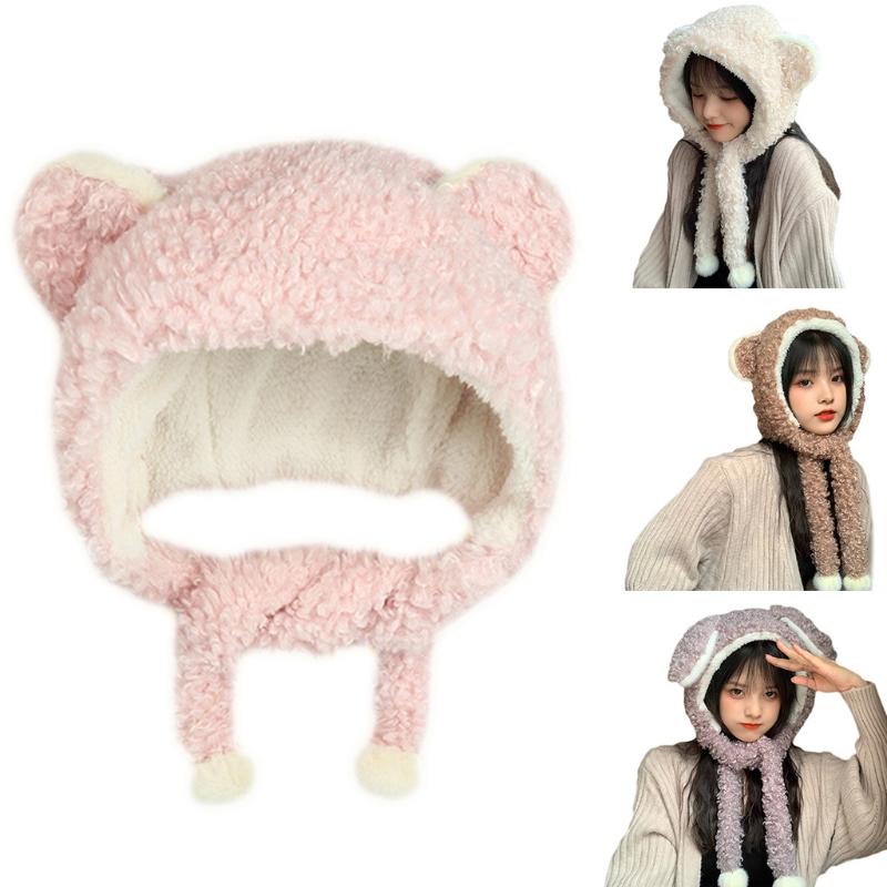 Ngọt Ngào Hoạt Hình Dễ Thương Gấu/Nón Tai Thỏ Leifeng Nón Món Quà Mùa Đông Chống Gió Khăn Dễ Thương Mùa Đông Dày Khăn Cho Người Trưởng Thành kid