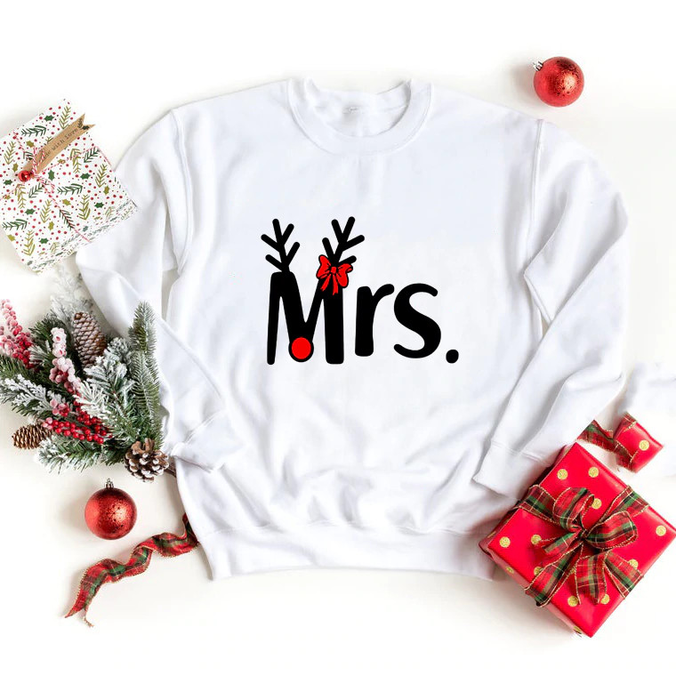 Áo đôi Giáng sinh áo thun dài tay cặp đôi Noel Mr Mrs