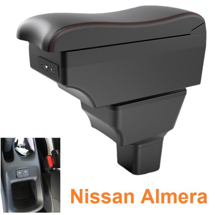 Hộp tỳ tay ô tô Nissan Almera tích hợp 6 cổng USB EXPD-NA