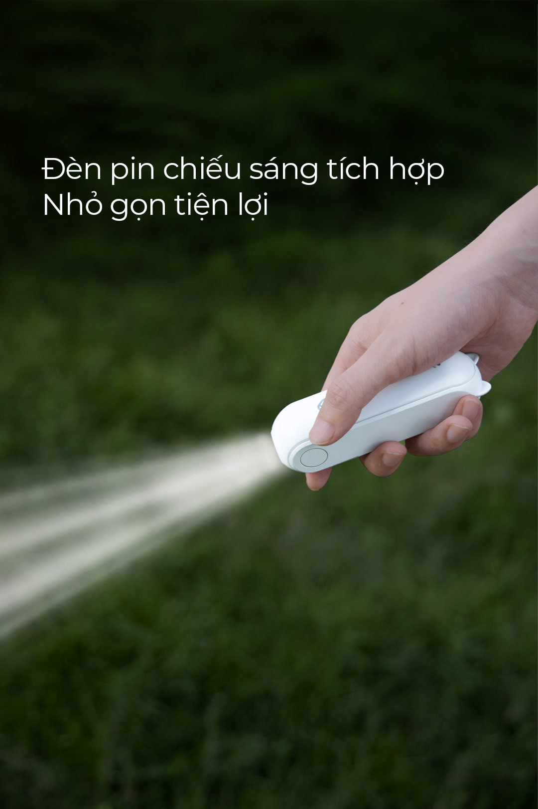 Quạt cầm tay mini gấp gọn tích hợp đèn pin sạc dự phòng 1500 mAh USB Micro đa năng có đế để bàn tiện lợi