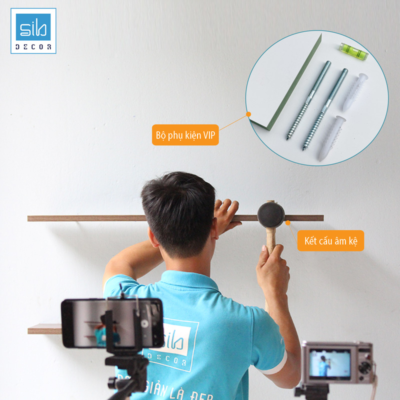 Set 4 Kệ Gỗ Treo Tường Thanh Ngang  Trang Trí Phòng Khách Góc Làm Việc SIB Decor KT001-2346
