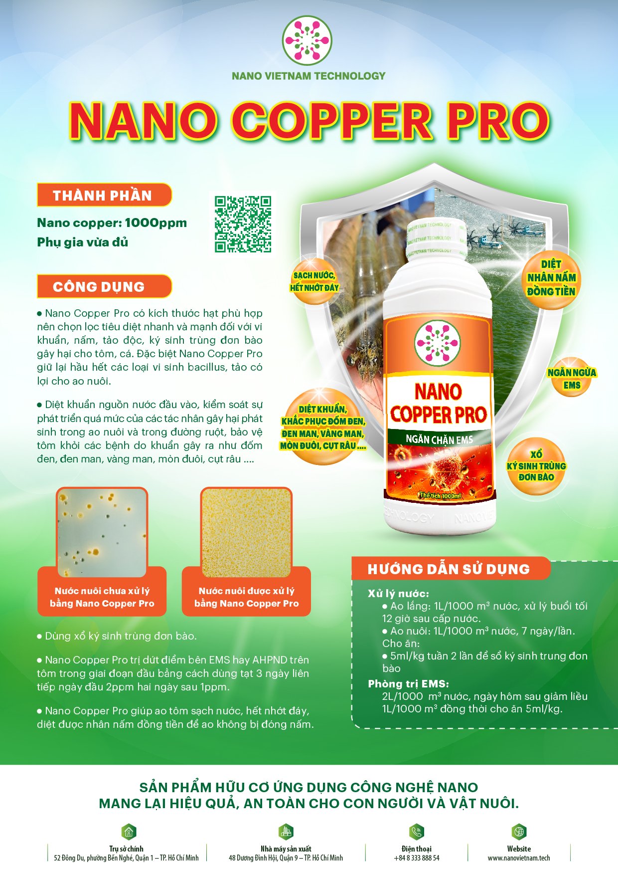 Nano Copper Pro VN Tech hỗ trợ xử lý vi khuẩn, nấm, tảo độc, ký sinh trùng cho thủy sinh 1000ML