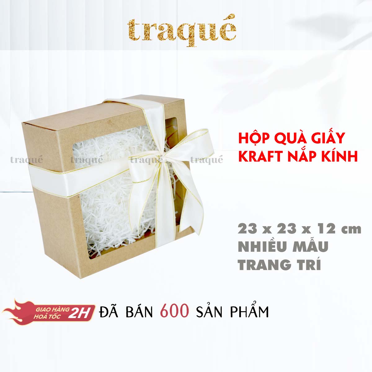 Hộp quà tặng giấy Kraft thân thiện môi trường - kèm giấy lót và dây thừng trang trí