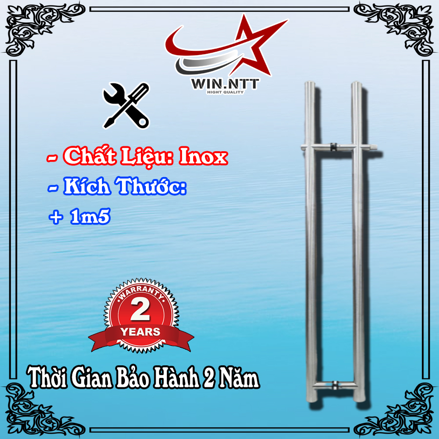 Tay Nắm Cửa Kính Cường Lực, Cửa Nhôm - Tay Inox Xước 1M5 x 1130