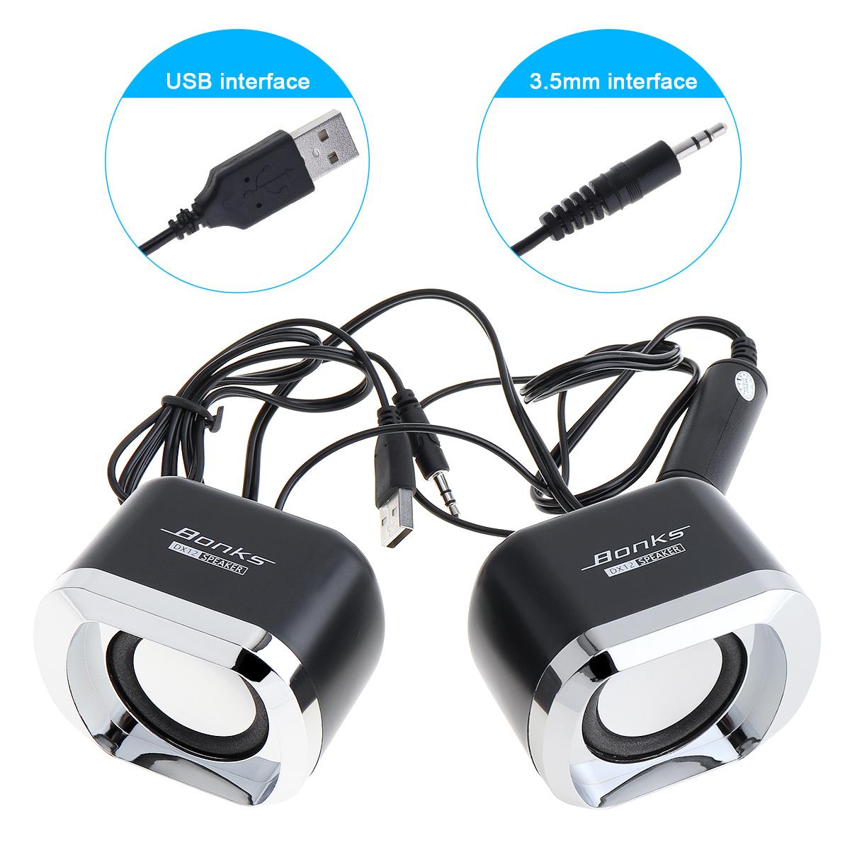 Loa siêu trầm di động Bonks DX12 USB2.0 Loa nhỏ có phích cắm âm thanh 3,5 mm và phích cắm nguồn USB cho máy tính để bàn, máy tính xách tay, máy tính xách tay, điện thoại MP3 Color: Color-White