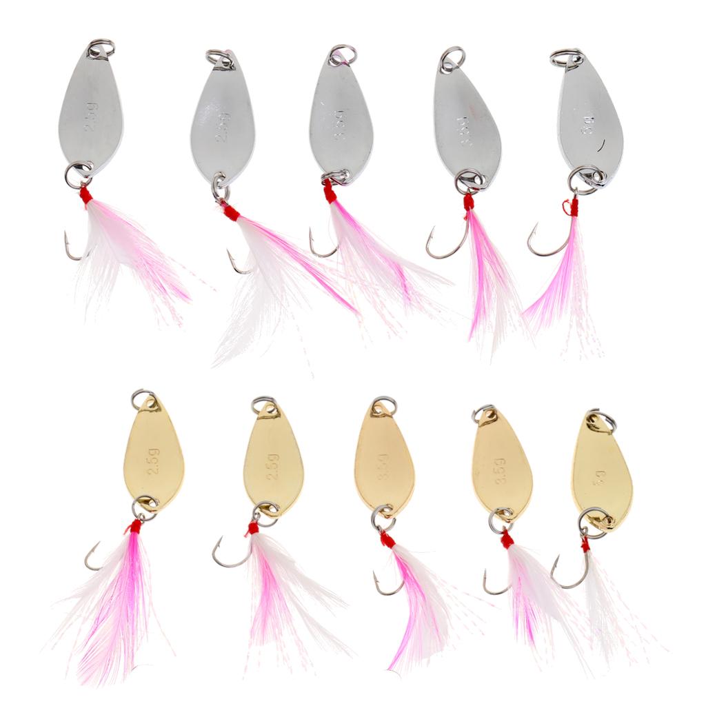Spoon Hard Fishing Baits Metal Spinner Bionic Baits with Single Hook Feather