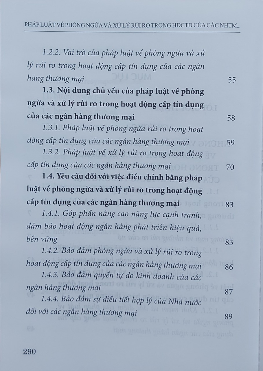 Pháp luật về phòng ngừa và xử lý rủi ro trong hoạt động cấp tín dụng của các ngân hàng thương mại ở Việt Nam