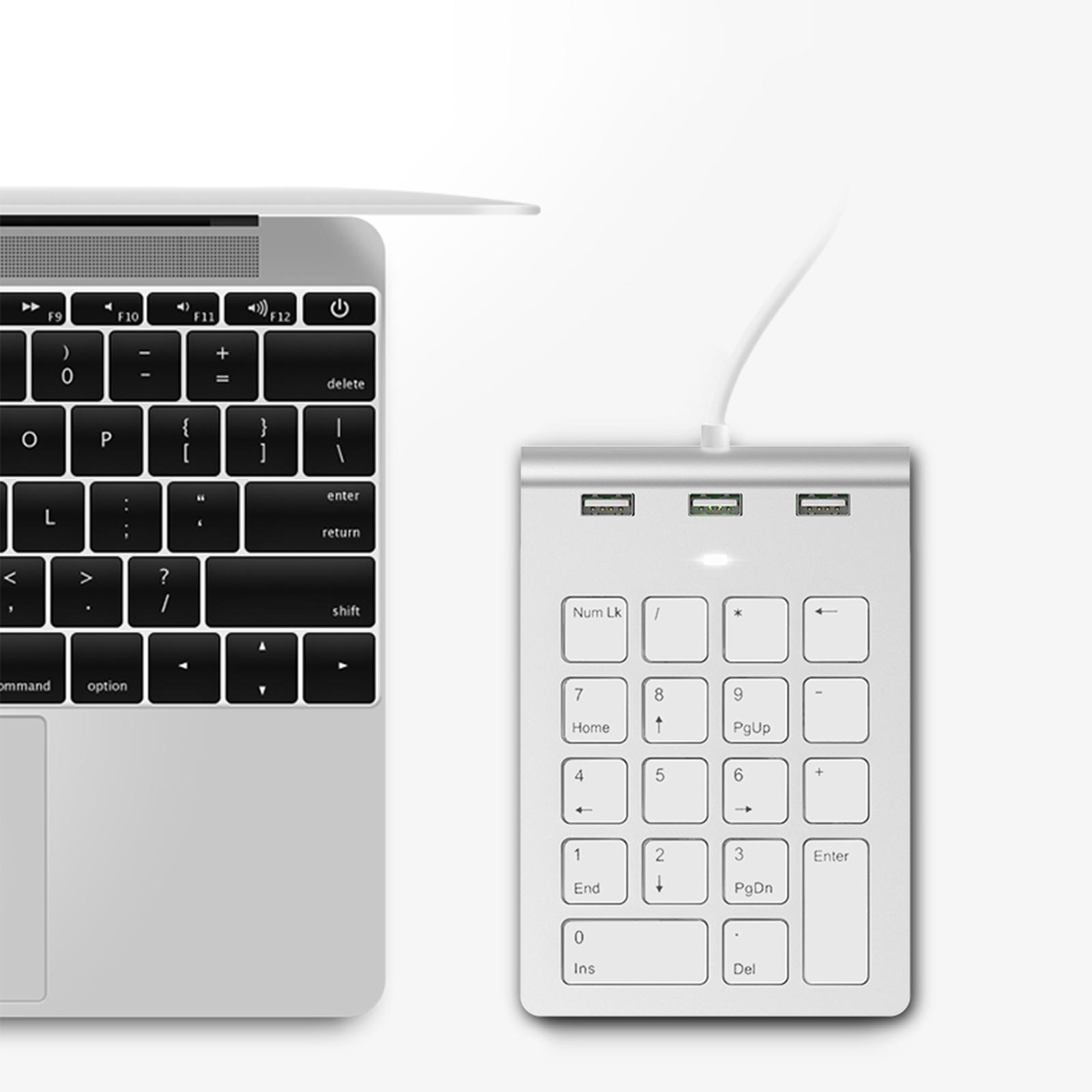 Wired USB Numeric Keypad 3 USB 2.0 Hubs Portable Num Pad for PC Showcase