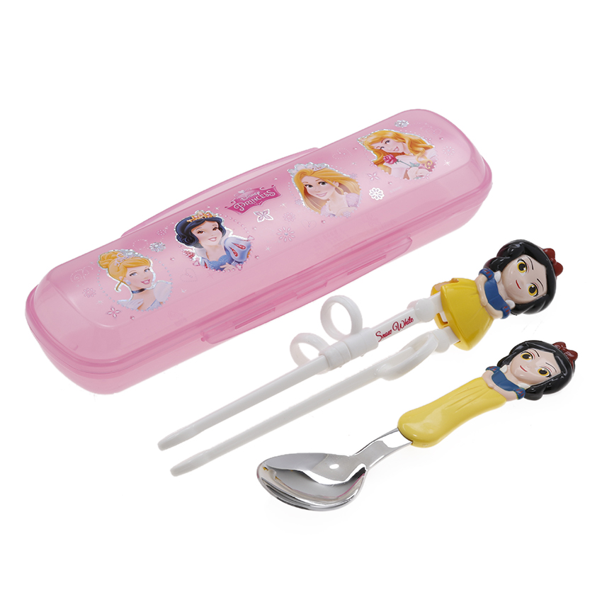 Set 3in1 đũa tập ăn và muỗng ăn kèm hộp đựng hình công chúa bạch tuyết Snow White 3D cho trẻ em - DP2191